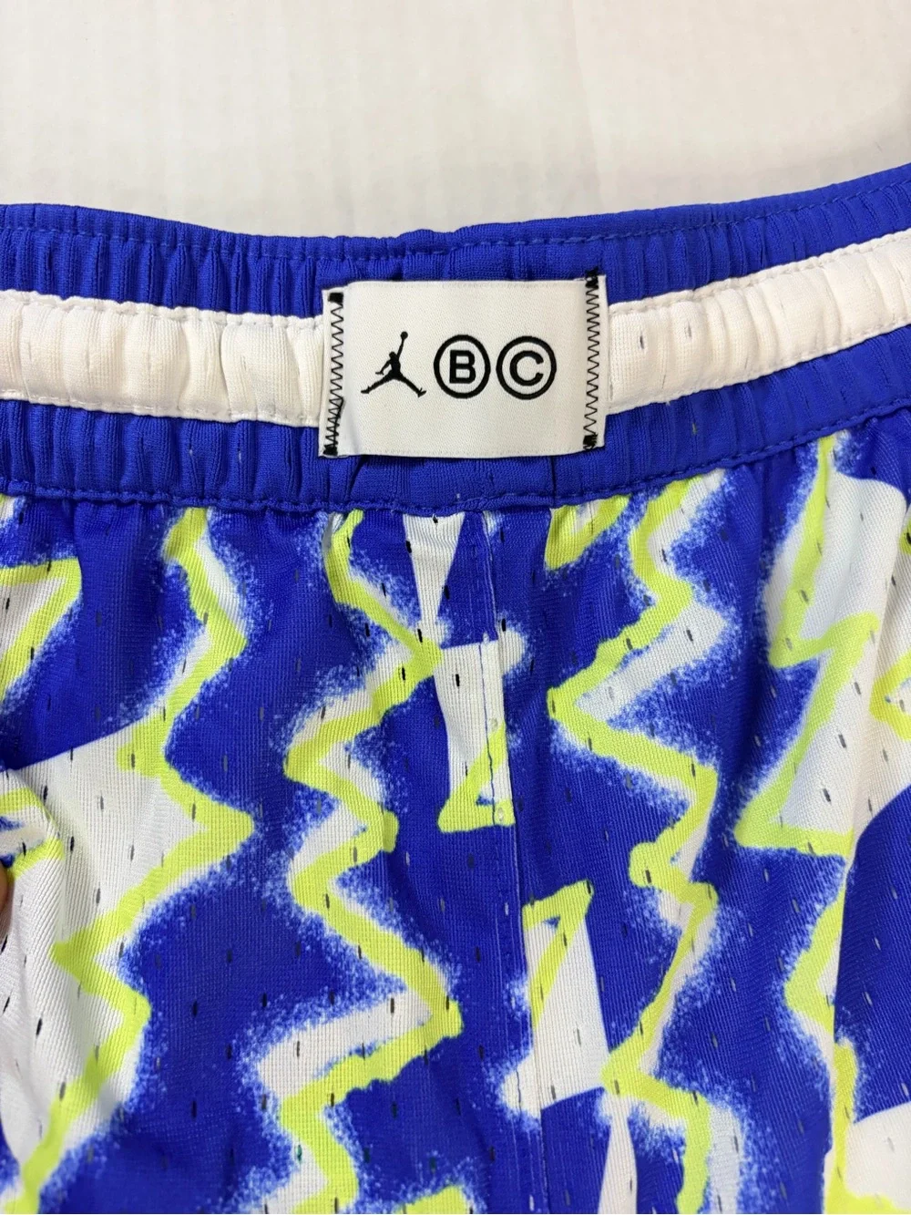 Jordan Royal Blue, White & Neon Yellow Zigzag Basketball Shorts